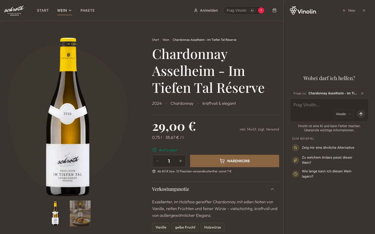 Sklep internetowy: Michael Schroth, Strona produktu